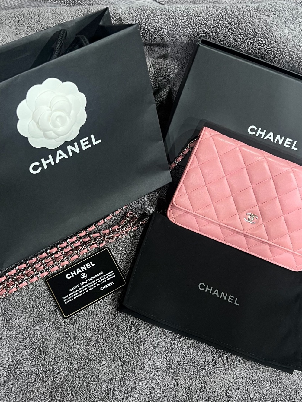 CHANEL Pink Quilted Leather Wallet-On-Chain with Chain Strap - Picture 1 of 11